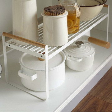 Wrought Iron Layered Pot Cover Rack with Seasoning Bottle Sorting