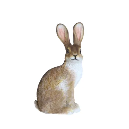 Custom Handmade Resin Animal Figurines: Realistic Garden Decoration Hare Rabbit Statue