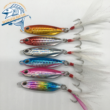 Yardımcı kanca ile toptan çok renkli sert yapay uzun döküm kıyı yem (10g-30g, 80mm)