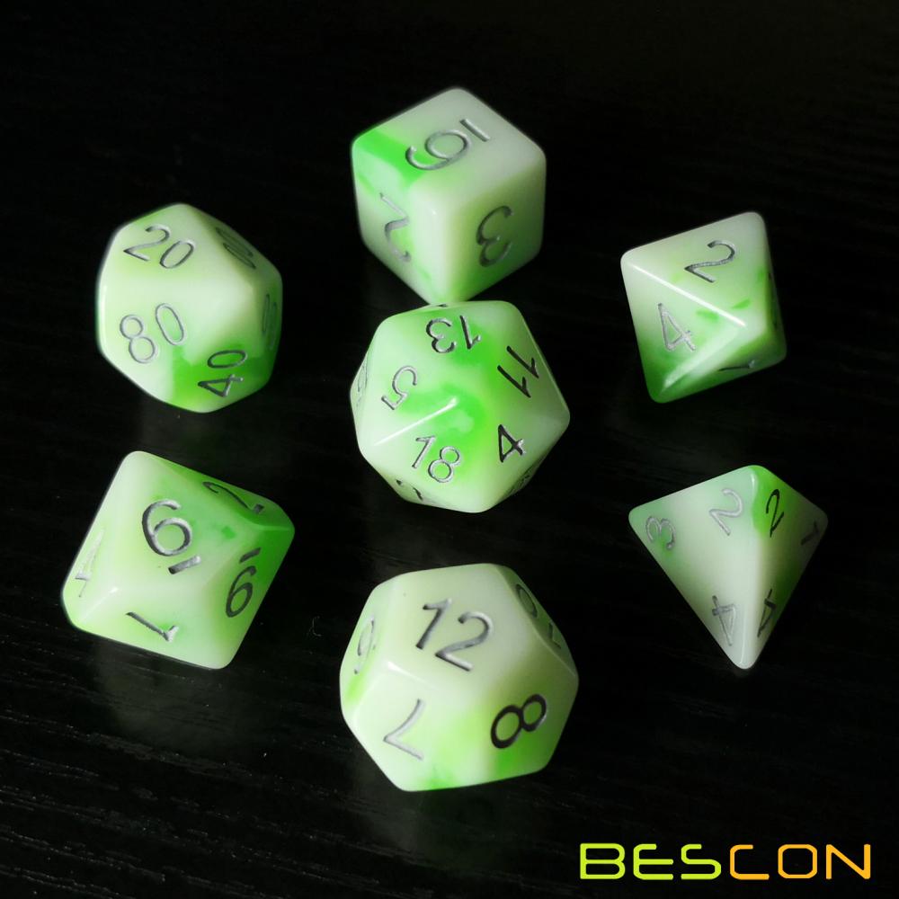 Luminous Jade Game Dice Set 4