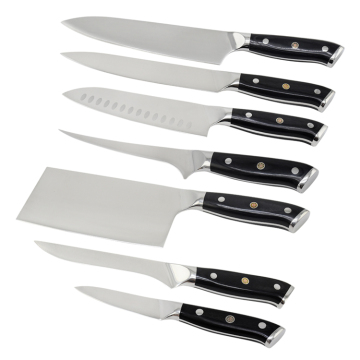 Ultra Sharp 1.4116 German Stainless Steel Kitchen Knife Set with Chef, Santoku, Boning, and Fish Fillet Knives in Pacca Wood