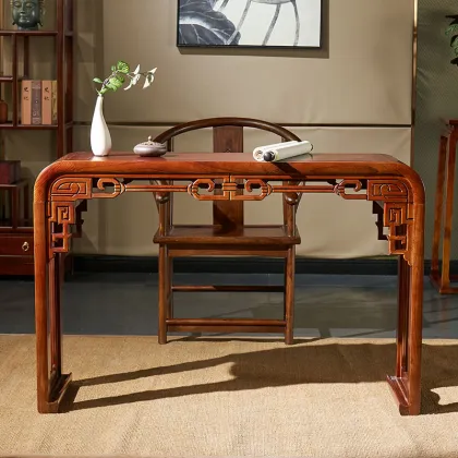Solid wood desk with patterns