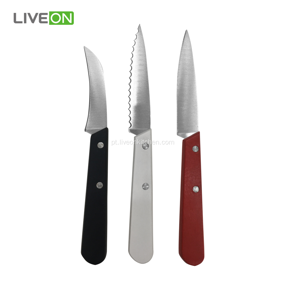 Paring Knife Set 3 peças colorido madeira manipular