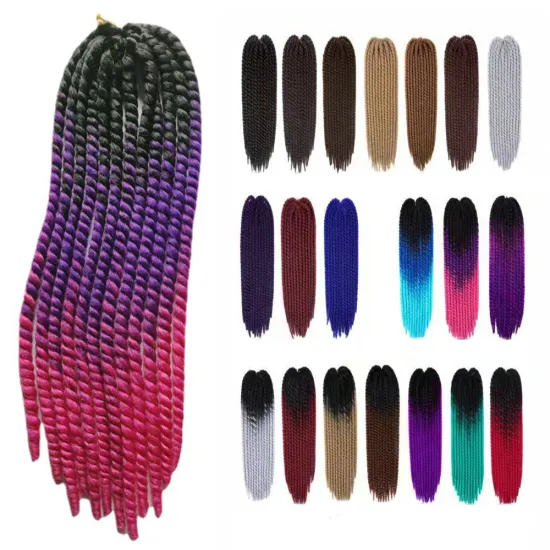 Wholesale Senegalese Twist Crochet Braids in Vibrant Ombre and Multi-Tone Colors, 22 Inch Length