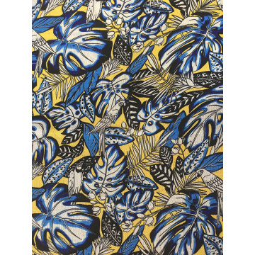 Tropical Leaves Polyester Bubble Chiffon Printing Fabric