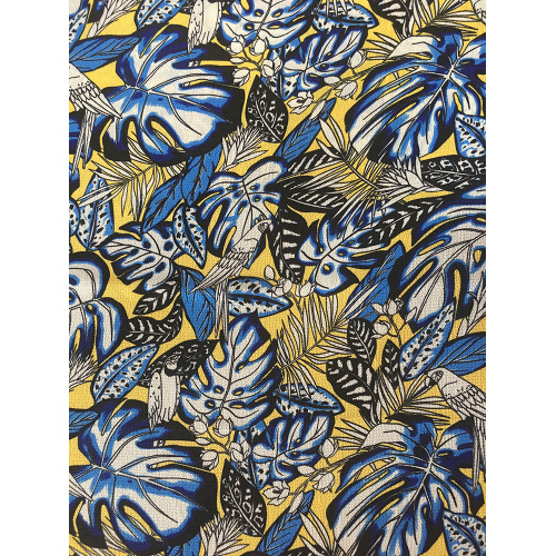 Tissu d&#39;impression en mousseline de soie en polyester à feuilles tropicales