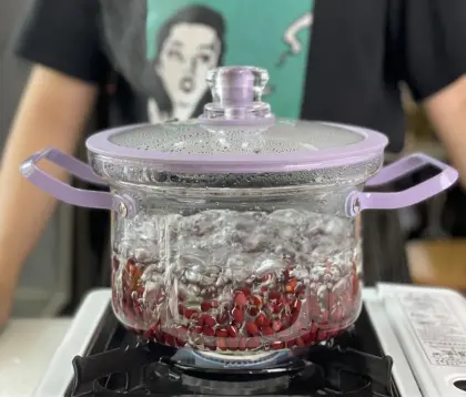 18cm Transparent Clear Pyrex Glass Cooking Pot