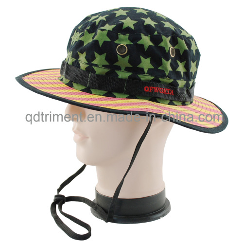 Mesh Metal Eyelets Printed Cotton Twill Leisure Bucket Hat (TM0250)