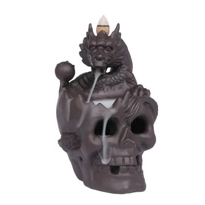 Sandalwood Backflow Incense Stove: Halloween Large Skull Head Decor
