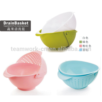 New design Kitchen lid hinged washing vegetable basket with extend flap plastic sink colander