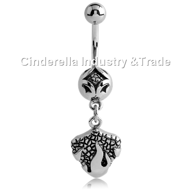 Surgical Steel Kool Katana Belly Rings Flame Shield