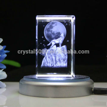 High quality crystal gift 3d crystal wolf cube