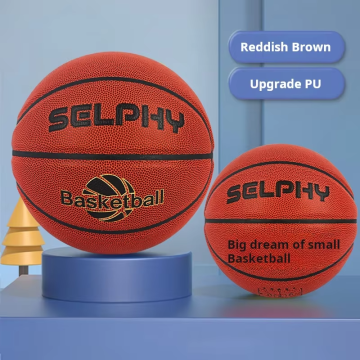 Customizable PU Leather Basketball for Kids - Blue PVC Engraved Design