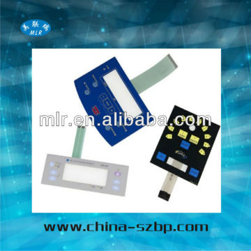 2017 new stylish embossed poly dome switch membrane keypad with led