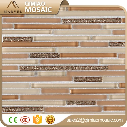 Brown Mix Beige Frosted Glass Cold Spray Craft Strip Pattern Mosaic Tile