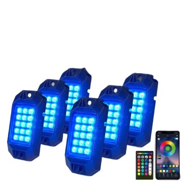 Bluetooth App-Controlled RGB LED Rock Lights for UTV, SUV, ATV, Truck (6/8/10 Pods)