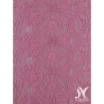 Pink Corded Lace Fabric