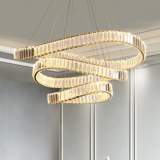 Golden LED Luxury Crystal Pendant Light for Hotel and Living Room Decor