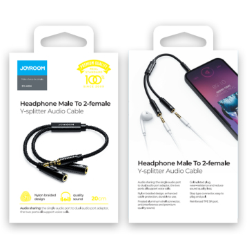 Kabel Perkongsian Earphone SY-A04-Kabel Audio Y-Splitter 0 0.2m Lelaki ke 2-Permata dengan sokongan panggilan suara
