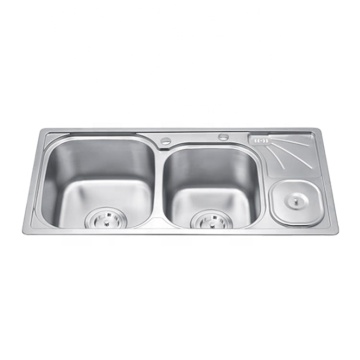 China Wholesale Above Counter Double Bowl Stainless Steel Kitchen Sink