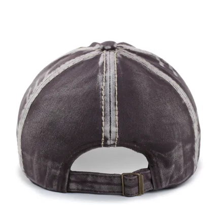 Custom logo distress blank dad hat black