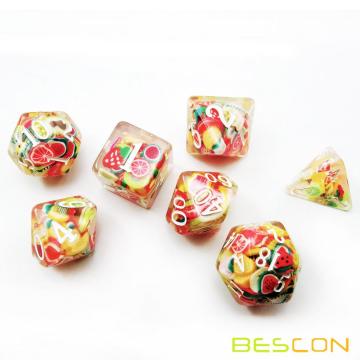 Bescon Fruit Polyhedral Würfelset, Neuheit RPG Würfelset von 7