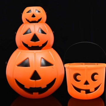 Portable Pumpkin Bucket - Children's Halloween Candy Pail & Party Decoration Organizer Box