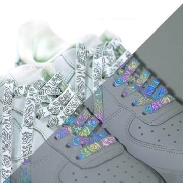 Fashion Colorful Reflect Shoelaces for Unisex Flat Gradient Bandanna Sneakers