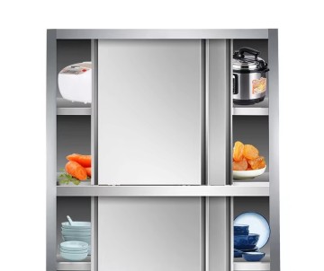 201/304 Stainless Steel Double-layer Sliding Door Storage Cabinet