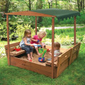 Covered Convertible Cedar Sandbox with Canopy Bench Seats