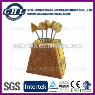 Reusable lemon shape polyresin fruit fork