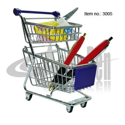 Mini Shopping Cart Two floor Metal Pen Holder
