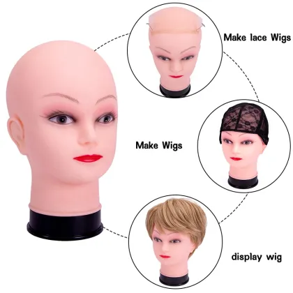 AliLeader Wholesale Female Plastic Training Mannequin Head Professional Cosmetology Bald Mannequin Heads For Wigs