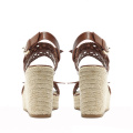 Elegant High Heel Woven Wedge Sandals