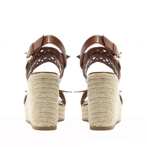 Elegant High Heel Woven Wedge Sandals