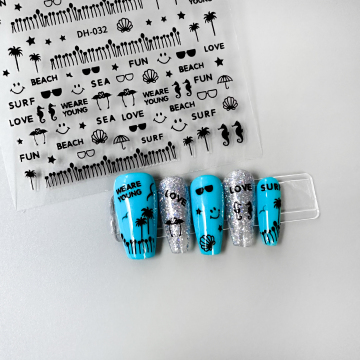 Leidankou 3D Schwarz &amp; weißer Nagelaufkleber - UV -Gel -Abziehbilder