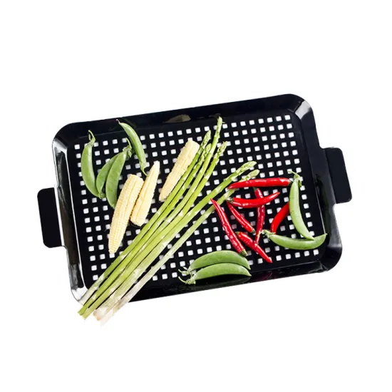 outdoor camping Barbecue perforated bake tray Heat Resistance BBQ Topper Vertical BBQ Grill Non Stick Enamel Baking Tray