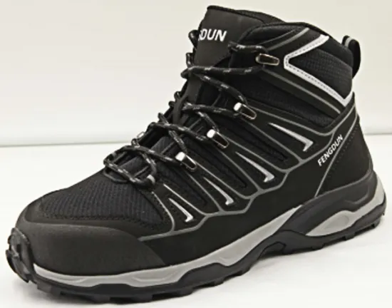 Black nubuck leather MD outsole fashion safety shoes