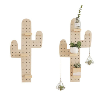 Wooden Cactus Hole Plate Free Punching Storage Rack