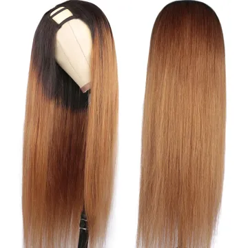 U Part Wigs Human Hair Brazilian 1b-30 Hair Straight Wigs For Black Women Glueless Remy Hair Wig