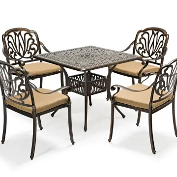 Outdoor Cast Aluminum Bistro Set - Garden Furniture Dining Chair and Table