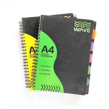 Hot Sale A4 PP Hardcover Spiral Notebook 200 Pages 7 Line for School