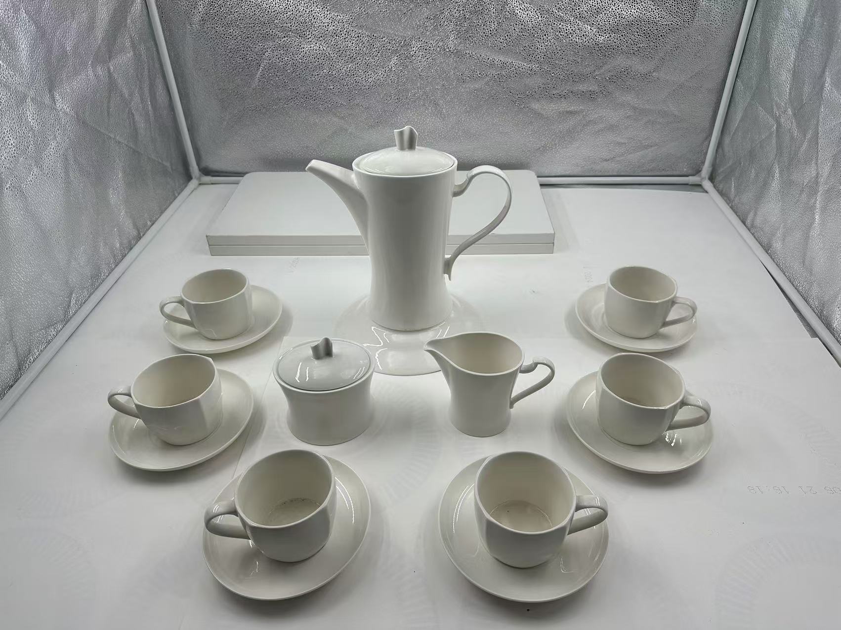 ceramic white tea set art