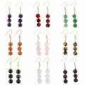 Perles de cristal de guérison des boucles d&#39;oreilles enveloppées pour les femmes, goutte d&#39;oreille à crochet en pierre avec fil de cuivre enveloppé