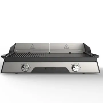 Table Top Non-Stick Griddle Grill, Electric Plancha Barbecue Grills with Wind Shield