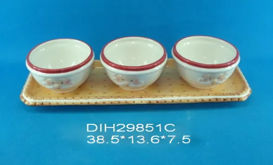 Hand-Painted Ceramic 3 Bowls with