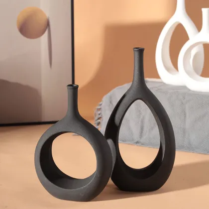 Nordic Modern Ceramic Vase - White and Black Home Decor