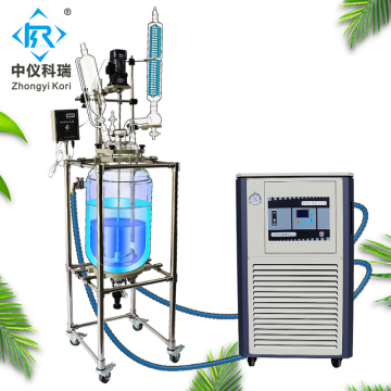 Chemical glass reactor with heating cooling jacket