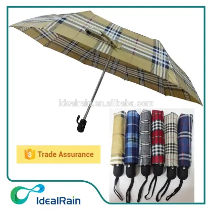 3 fold pongee material windproof business corporation umbrella with self case
