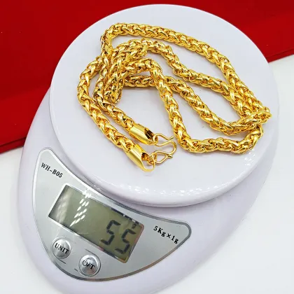 18K Gold Chopin Dubai Men's Necklace: Solid Brass Flat Head Design, Perfect for Weddings and Gifts